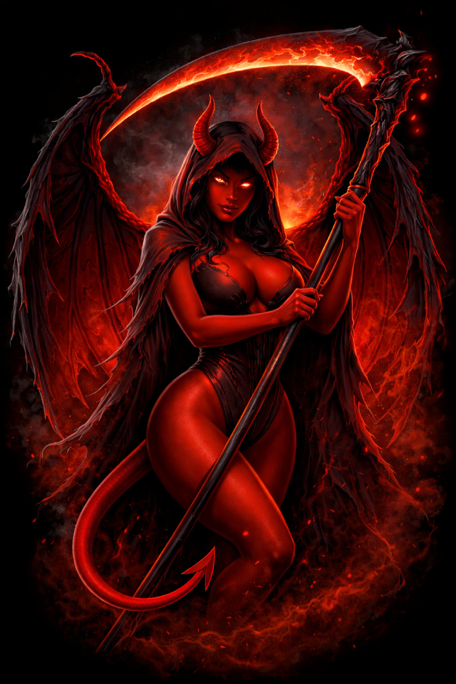 Succubus Grim Reaper Mashup Dark Fantasy Sticker Vinyl Decal Pin Art