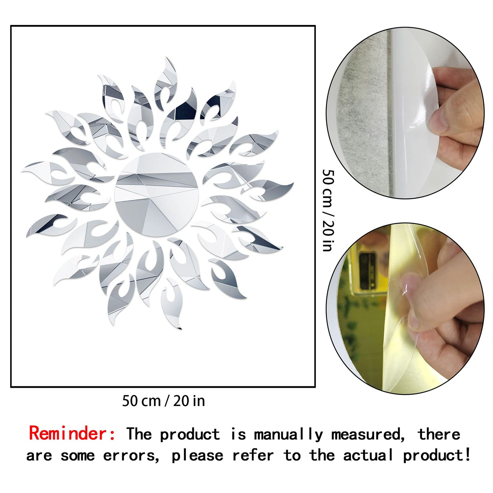 3D Mirror Sunlower Wall Decor Sticker, CUNYA Peel and Stick Wall Art Decals, …