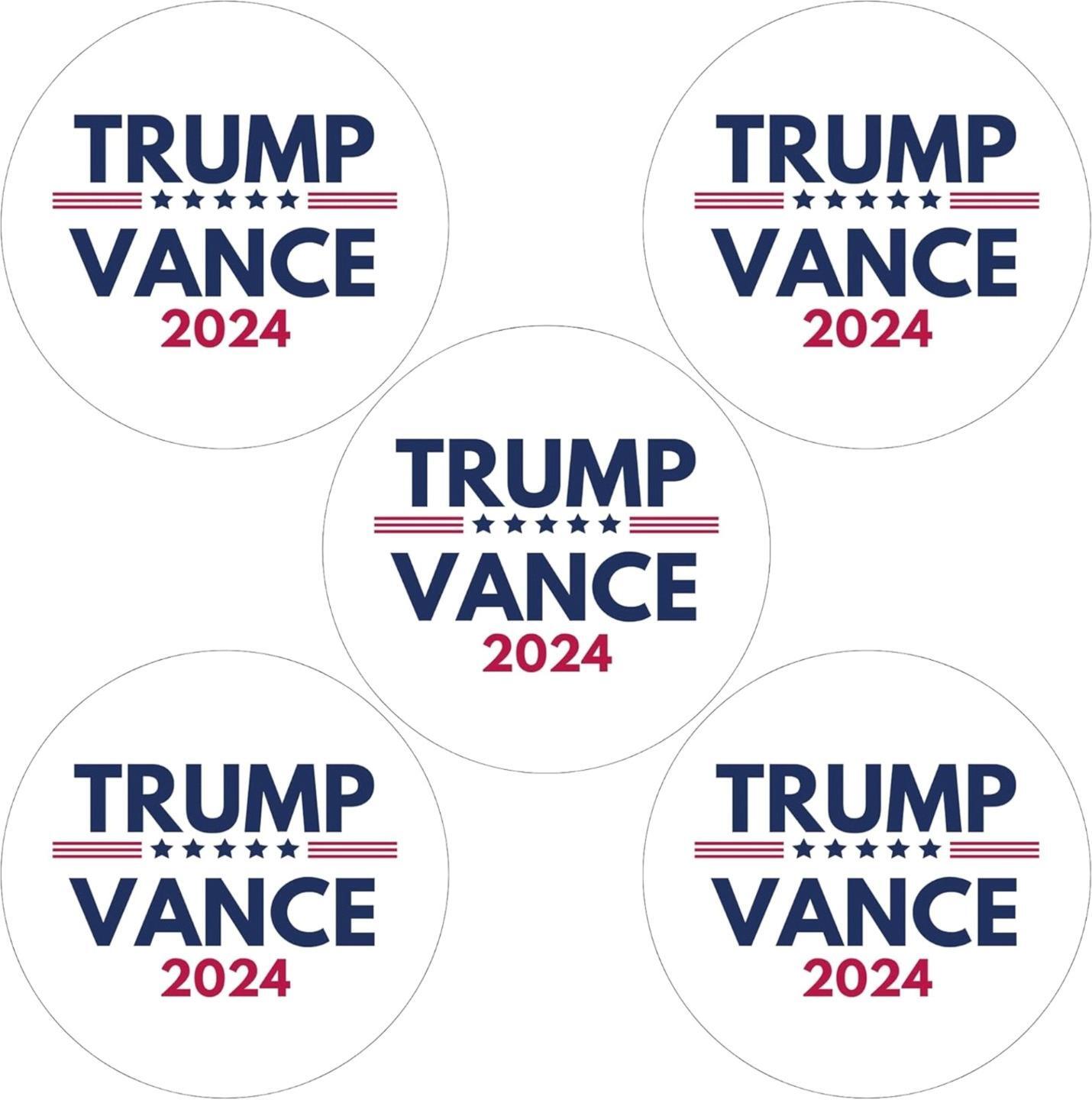 Mini White Trump Vance 2024 Presidential Campaign Auto Magnets 3.5 In Pack of 5