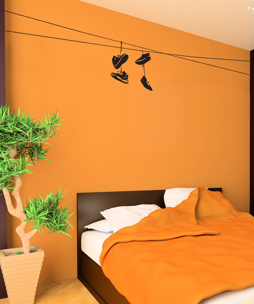Vinyl Wall Decal Sticker Brooklyn Shoes On Wire #1529