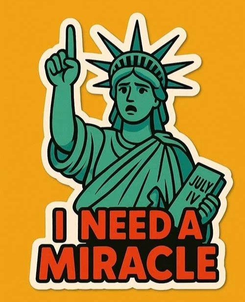 GRATEFUL DEAD Lady Liberty says "I Need a Miracle" Sticker *NEW* 2-3/4" x 3-3/4"