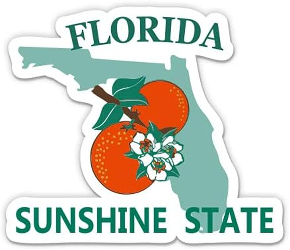 Florida Sunshine State License Plate Style – 3" Vinyl Sticker – for Car Laptop W