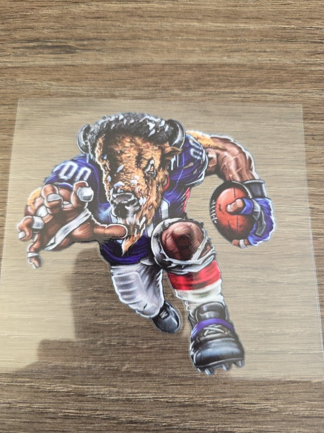 Buffalo Bills Running Football Player Raised UV DTF Decal 4in X 4in Color