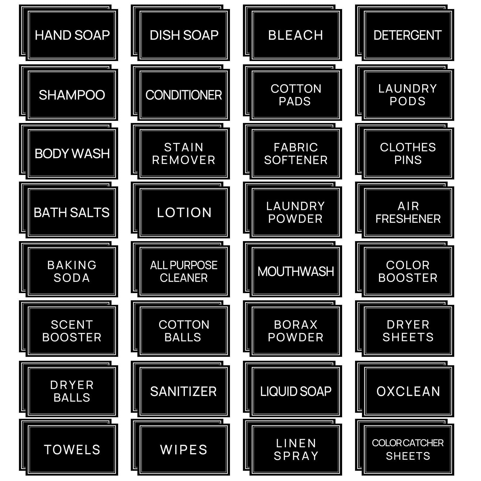 64 PCS Laundry Labels for Jars,Minimalist Laundry Room and Bathroom Label Sti…