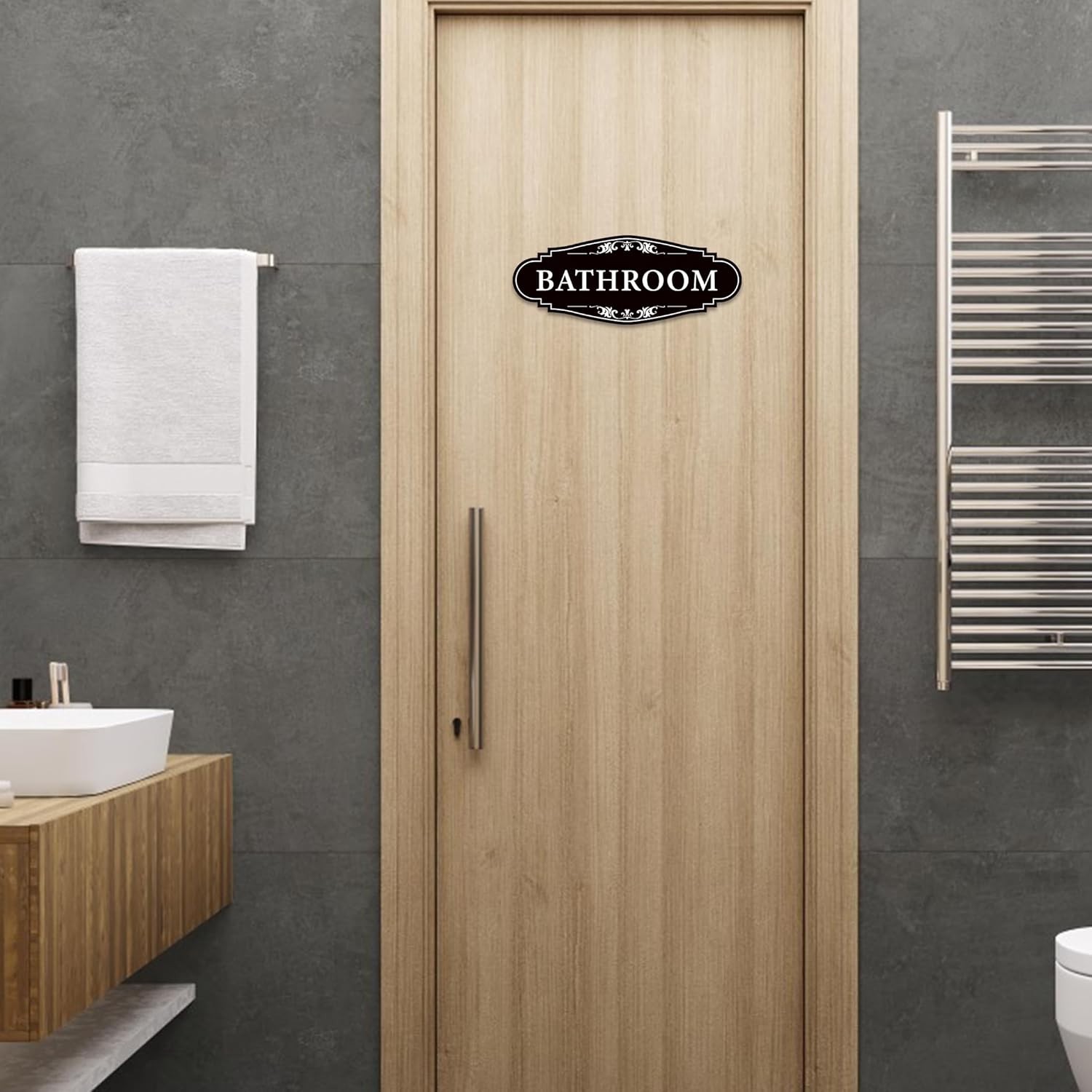 Self-Adhesive Restroom Vinyl Sign – Durable 9in Decoration for Business & Home