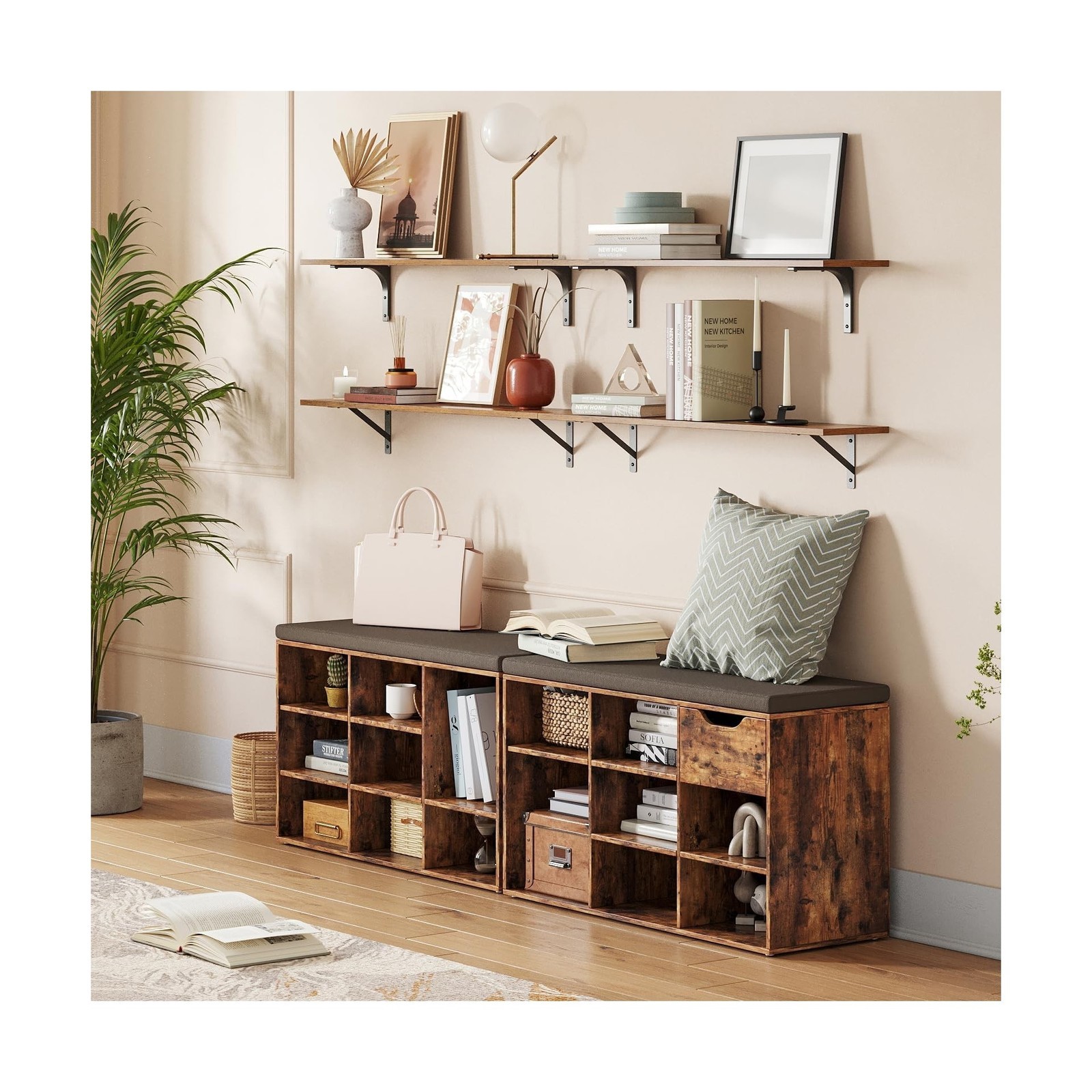 DINZI LVJ Long Wall Shelves, 31.5 Inch Wall Mounted Shelves Set of 2, Easy-to…