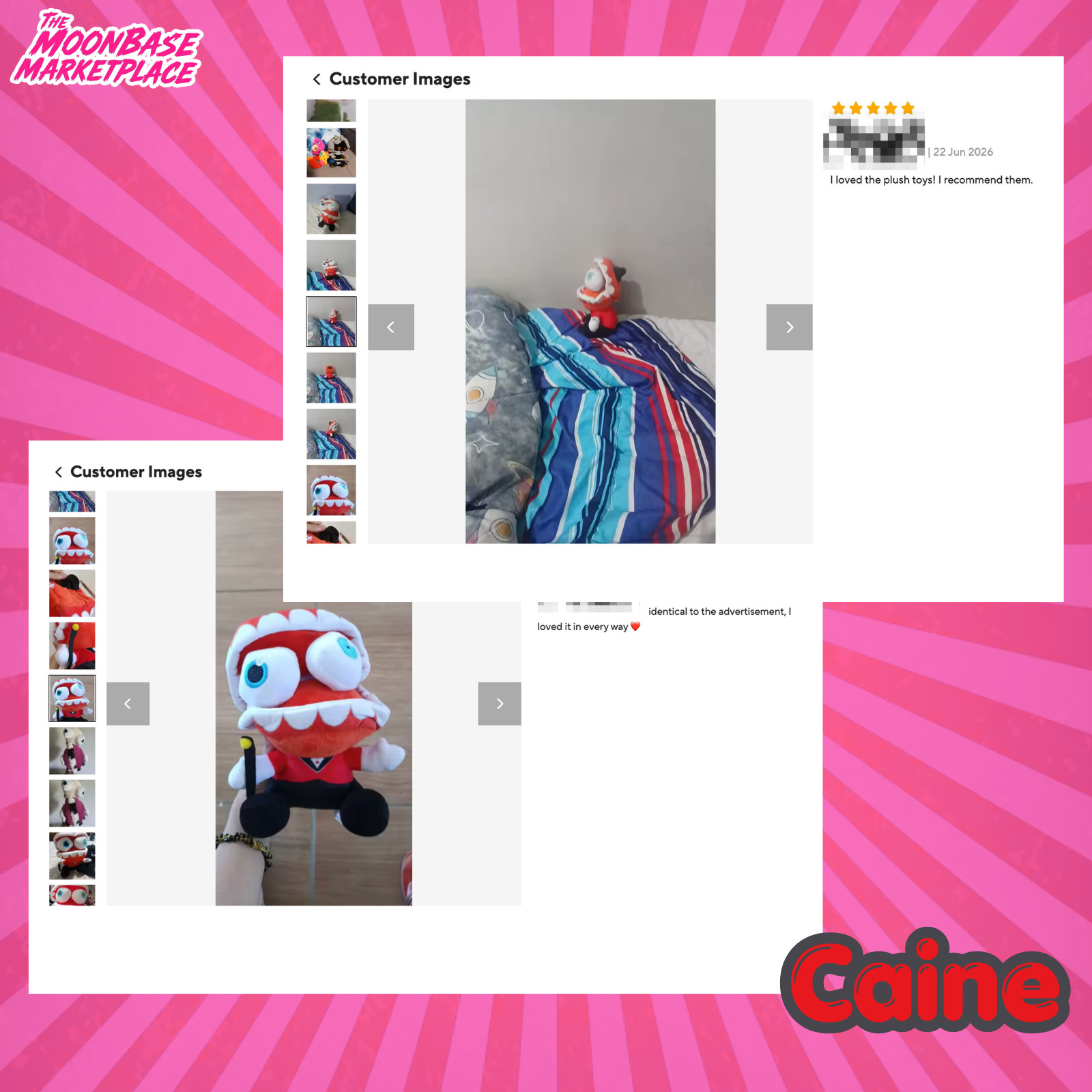 TADC Plush Bundle Gummigoo Caine + 150pc Sticker set Amazing Digital Circus