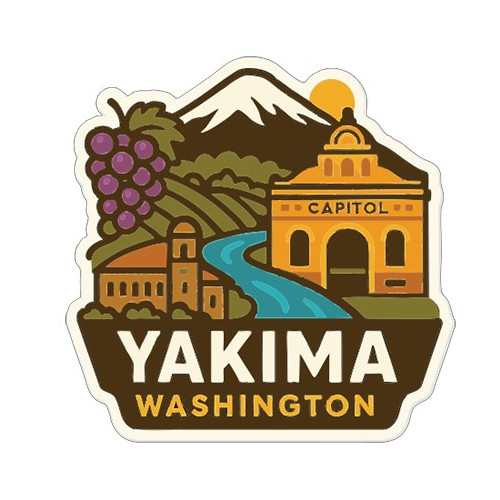 Yakima Washington Sticker Decal Vinyl Die-Cut City Skyline Landmark Design