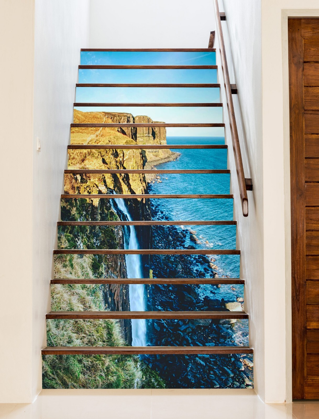 3D Mountain Ocean ZHU840 Stairs Risers Decoration Photo Mural Vinyl Wallpaper