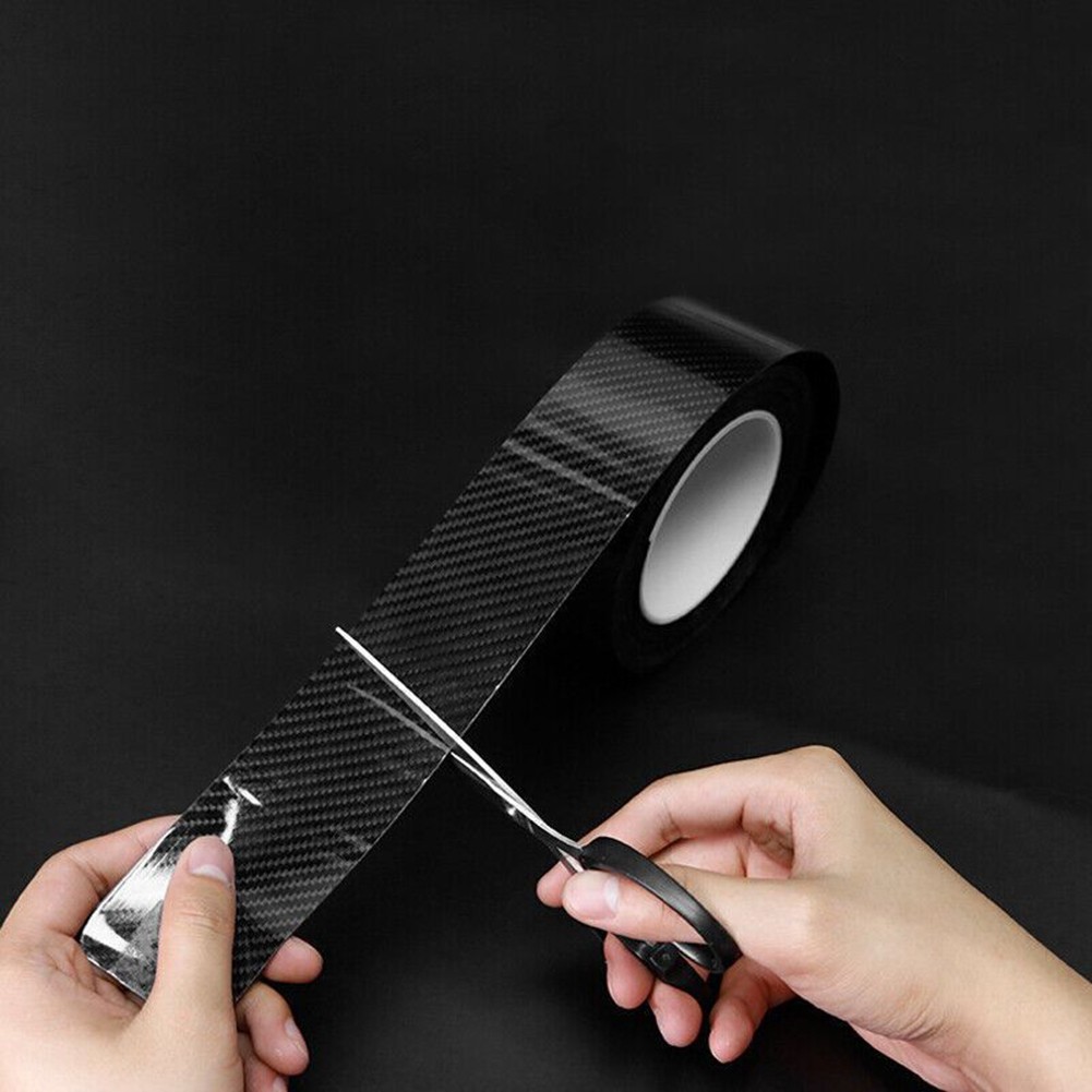 3pcs Carbon Fiber Car Stickers Door Sill Anti-Scratch Tape DIY Protection Film