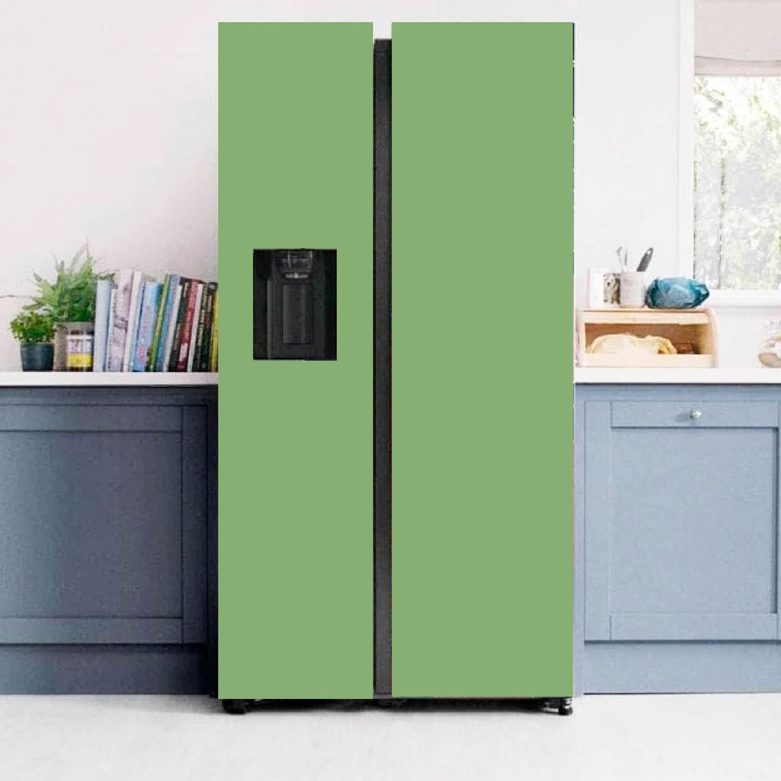 Sage Green Vinyl Refrigerator Cover – Simple and Sophisticated