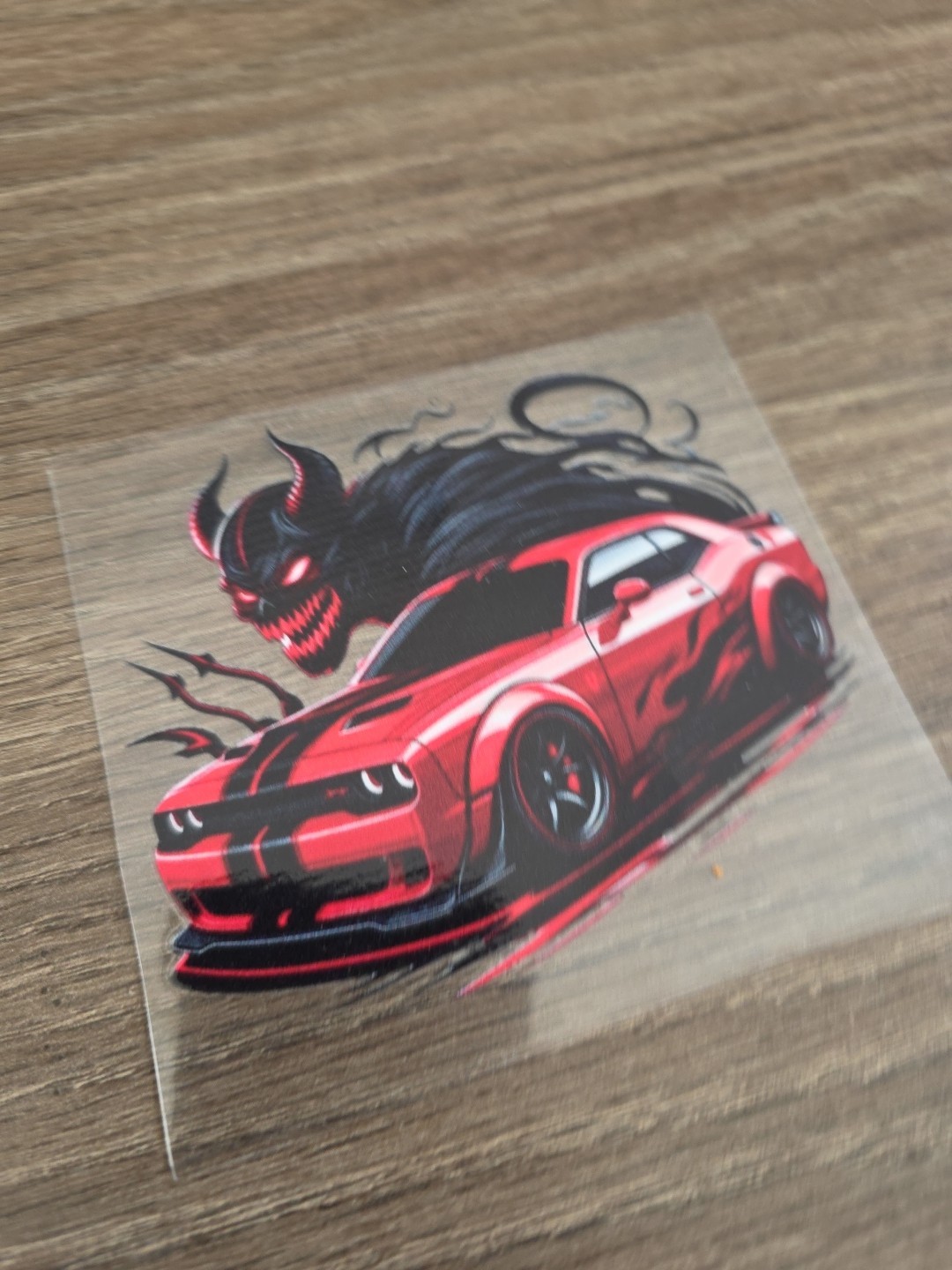 Dodge Challenger Demon High Quality Waterproof Raised UV DTF Window Decal 4in