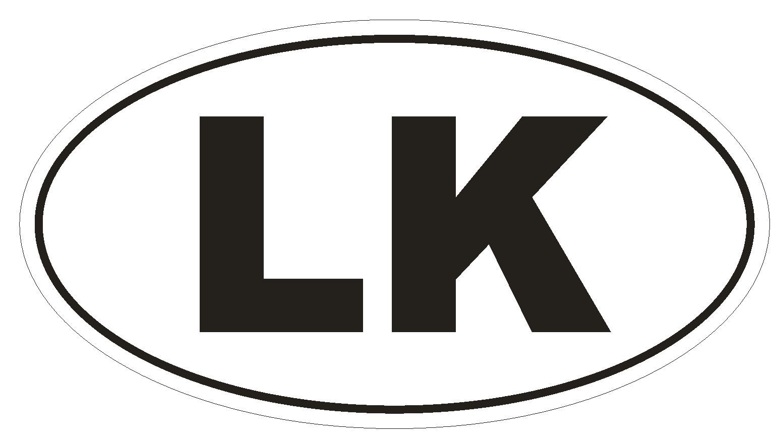 LK Sri Lanka Oval Bumper Sticker or Helmet Sticker D2027 Country Code
