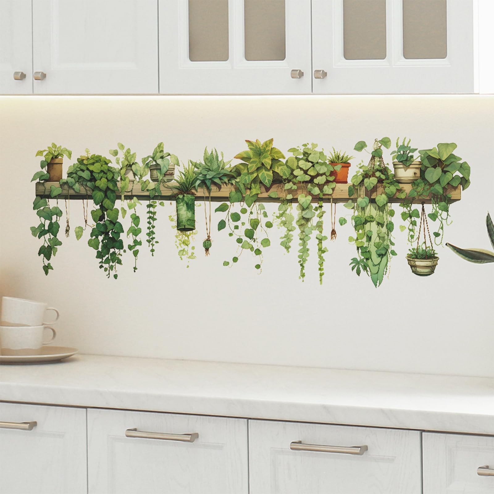 Nature Green Plants Peel and Stick Wall Decals Wallpaper, Removable Wall Deca…