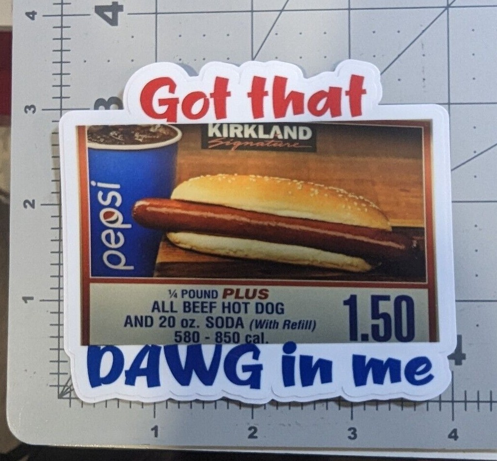 Costco hotdog sign $1.50 die-cut vinyl sticker – NEW variations! Check it out