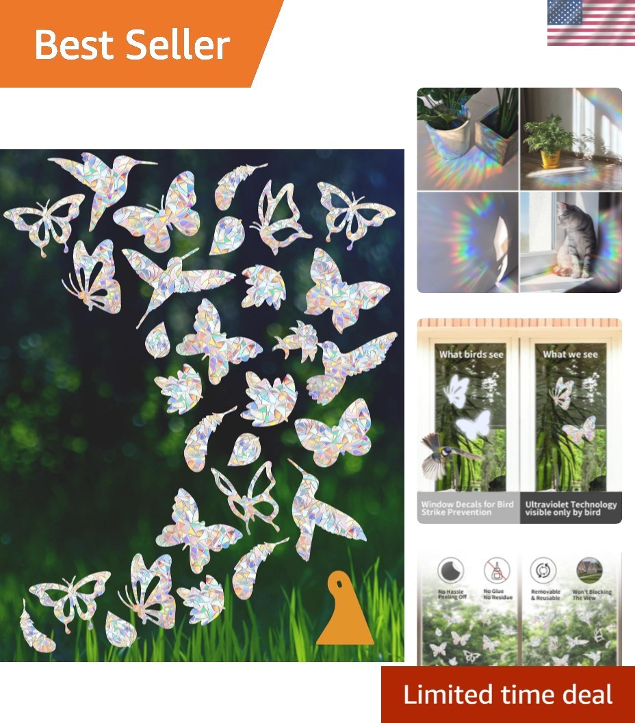 36 Pieces Window Decals for Bird Strikes, Window Clings Prevent Birds from Hi…
