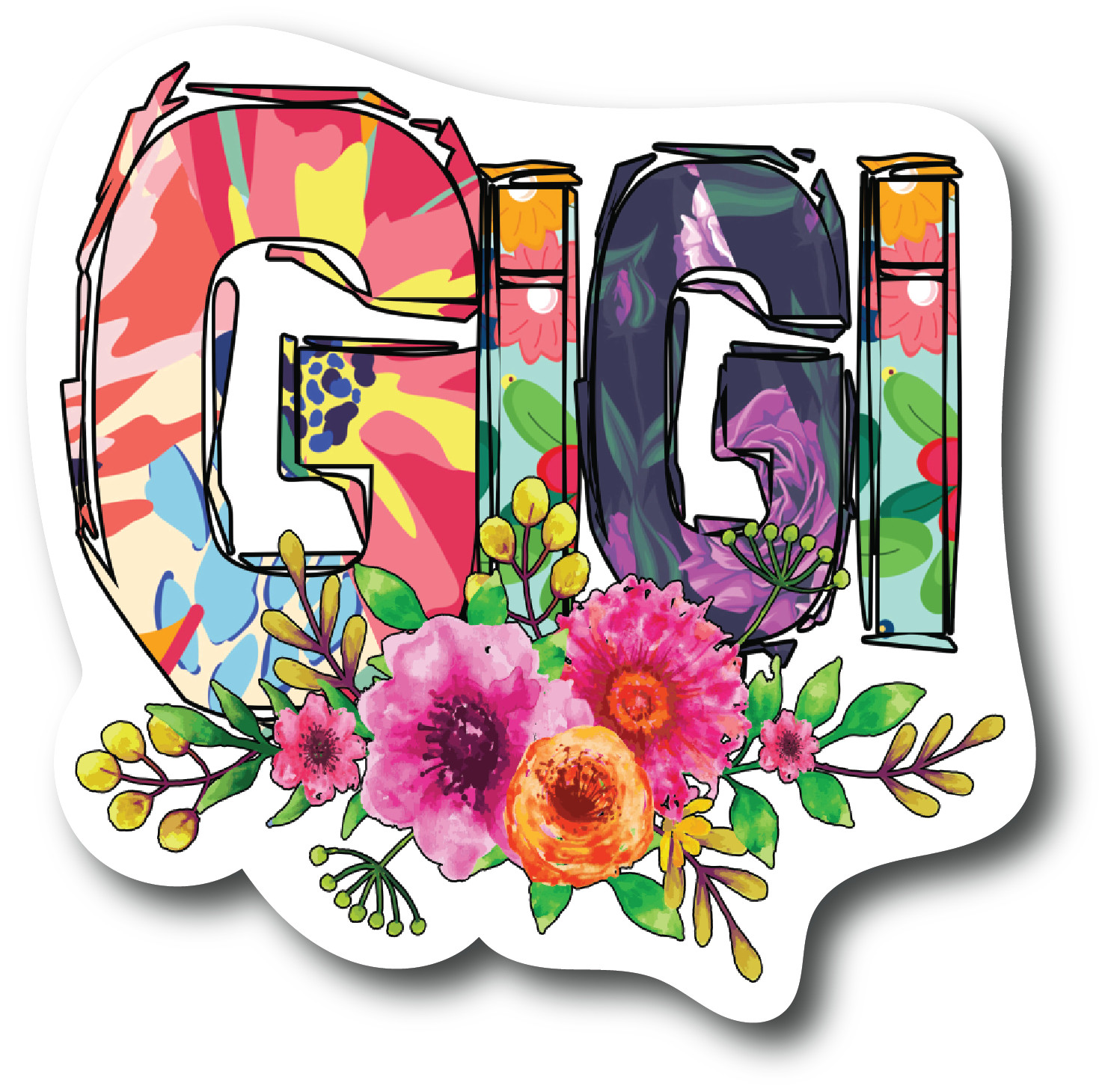 GiGi Florar 4.5 inch Decal Fashion Woman – Sticker Graphic – Car, Window, PS836