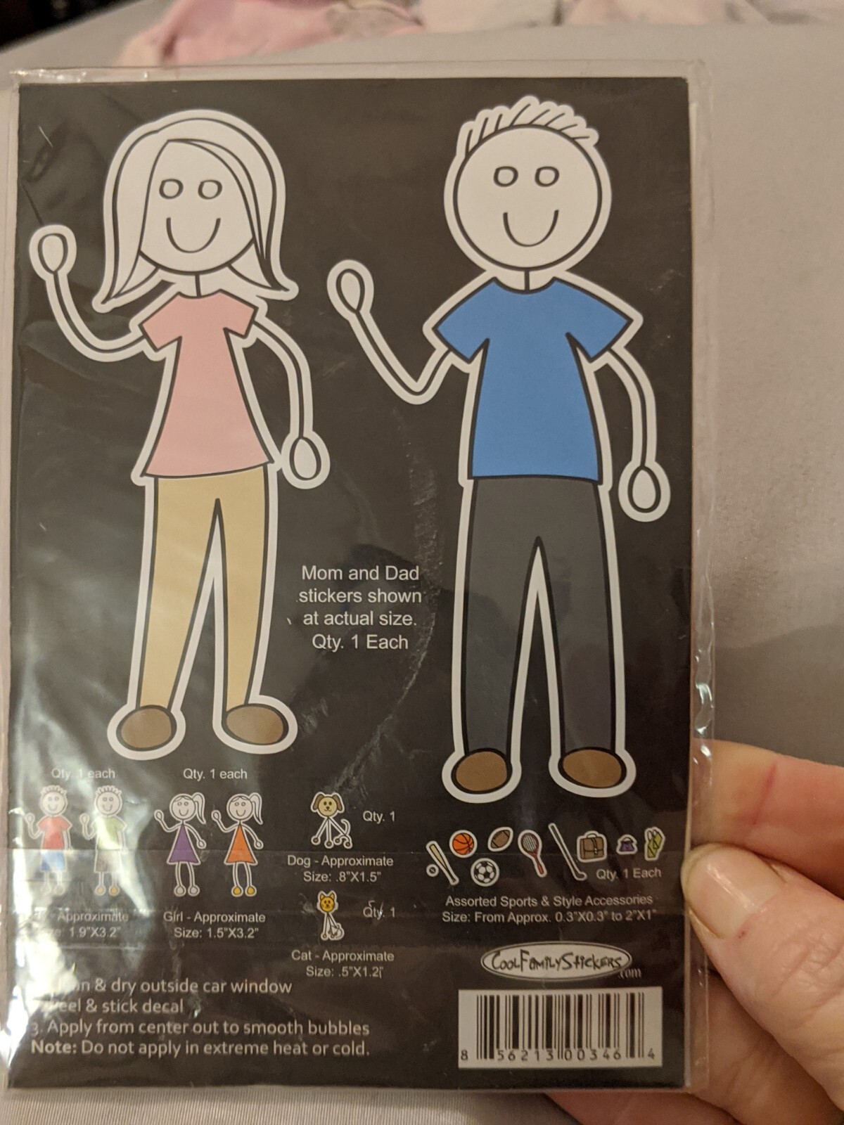 NIP Colored Family Stickers For Car Vehicle Window 18 Pack Mom, Dad, Kids, Pets