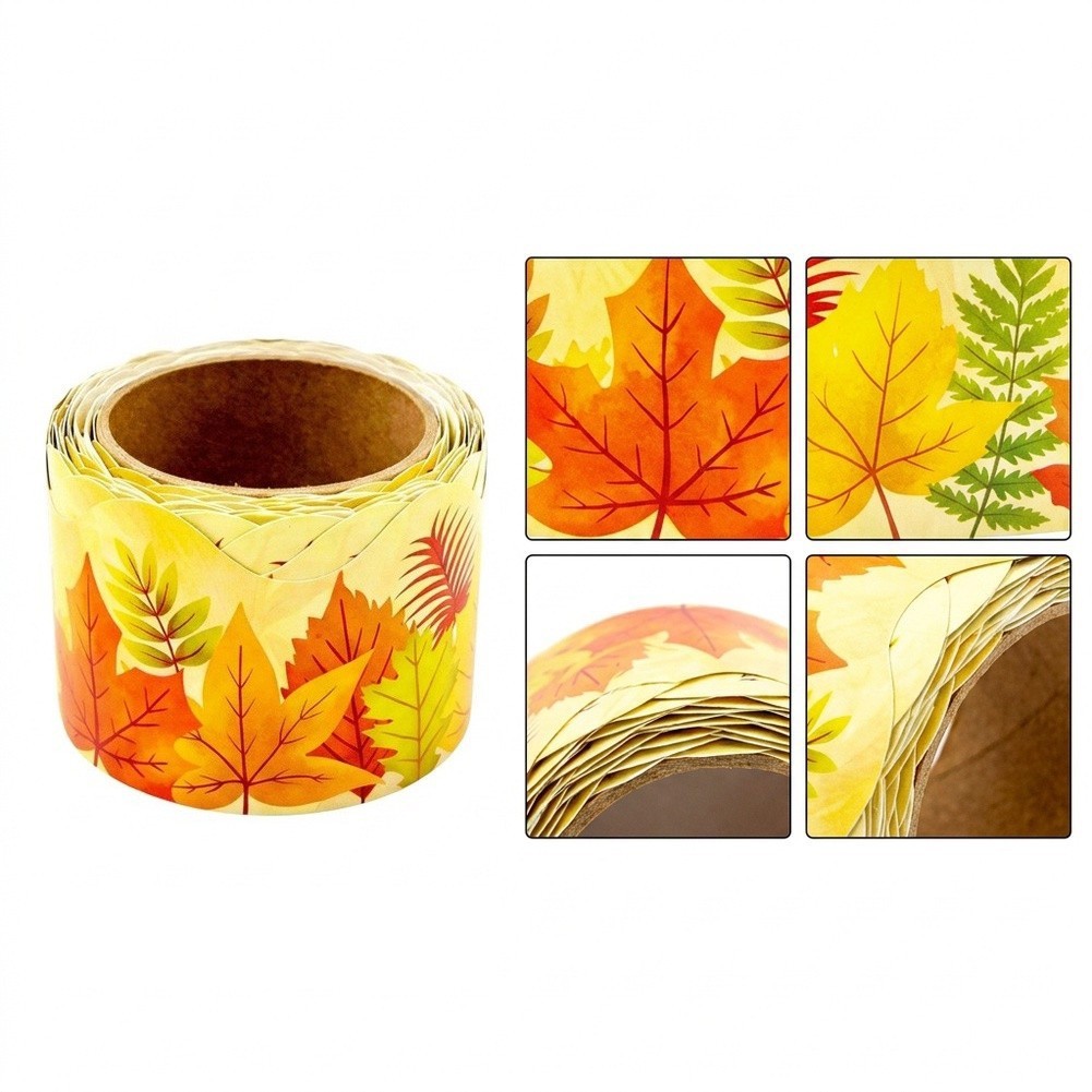 Yellow Paper Maple Leaf Stickers for Office Study Space Decoration 10 Meters