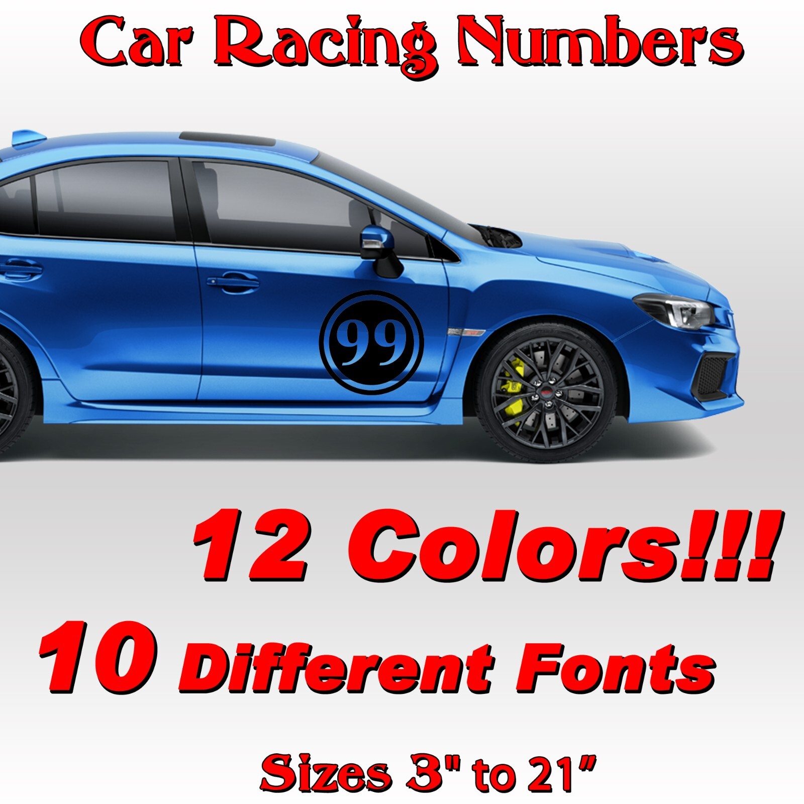 2 pack Racing circle numbers car door custom number rally sport die-cut decal V3