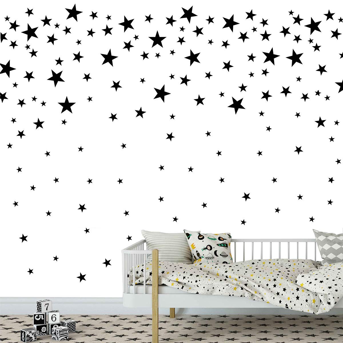 174pcs Mixed Size Star Wall Stickers Home Decor Bedroom Removable Nursery Wal…