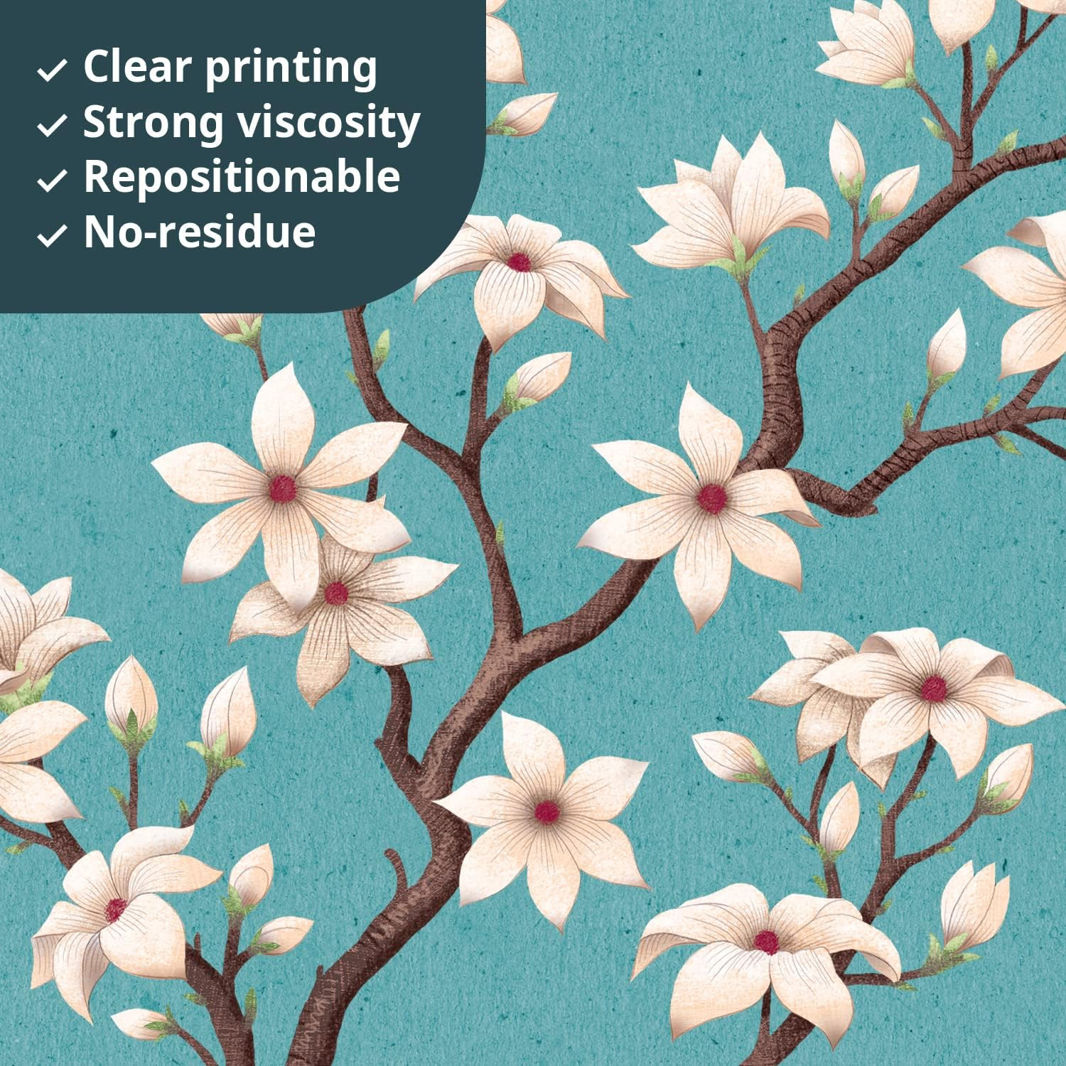 Oriental Flower Tree Wall Stickers Decals White Cherry Blossom Peel and Stick Be