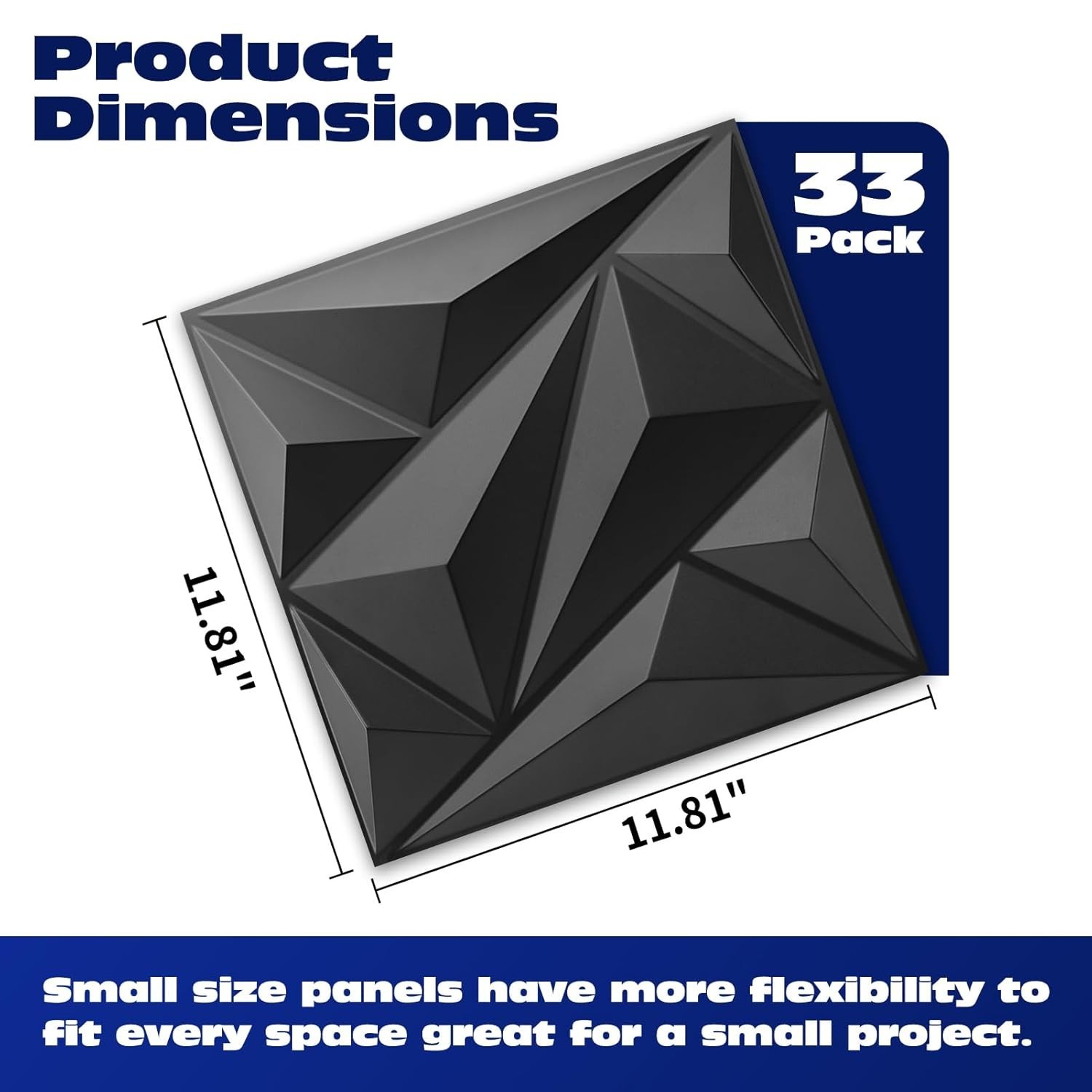 DIY 3D Diamond Wall Panels Set – 33 Elegant Black Vinyl Sheets for Any Room