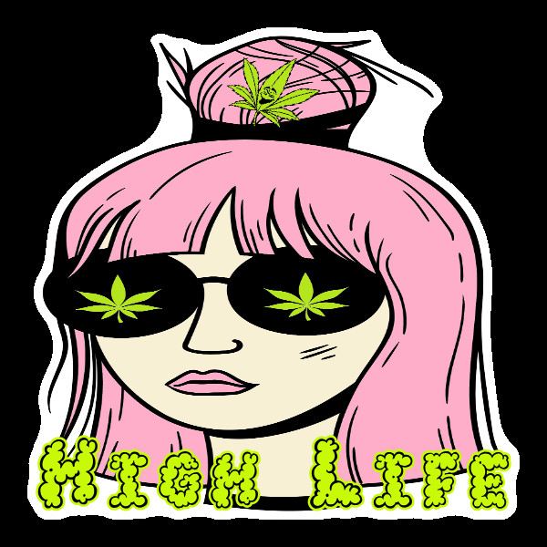 High Life Pink Stoner Girl Sticker Weed Cannabis Vinyl Weatherproof UV Safe