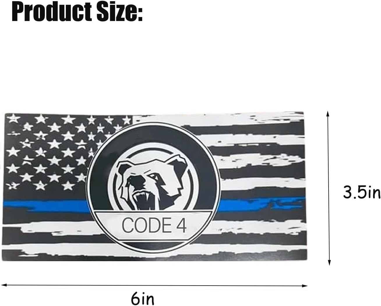 6pcs Thin Blue line Flag Code 4 Car Sticker Decal, Police Support American Flag