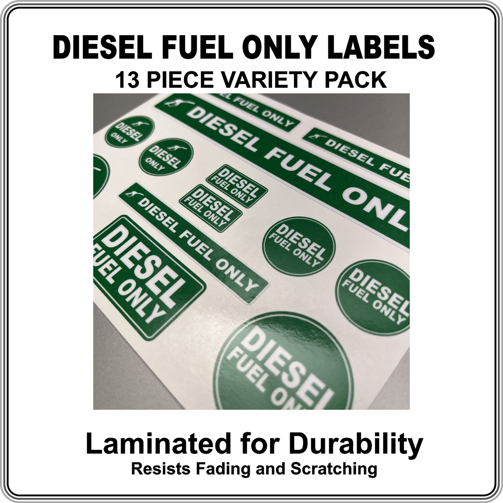 DIESEL FUEL ONLY Warning Labels 13 Piece Variety Pack High Quality Laminated