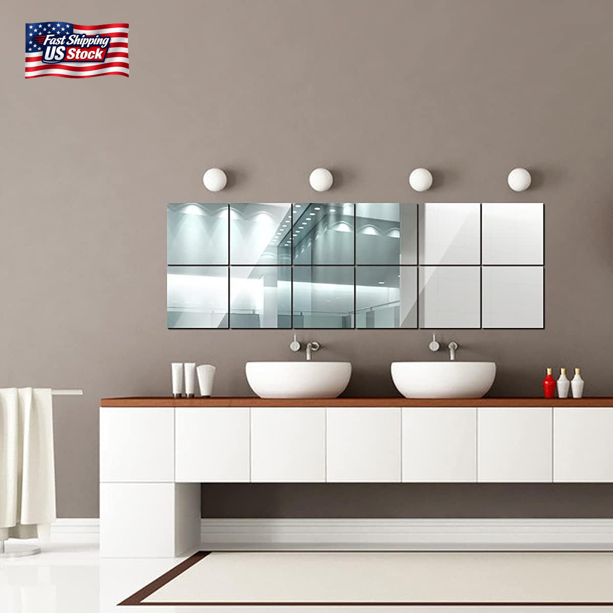 Fantasyon 10 Pieces Flexible Mirror Sheets, Self Adhesive Decorative Plastic Mir