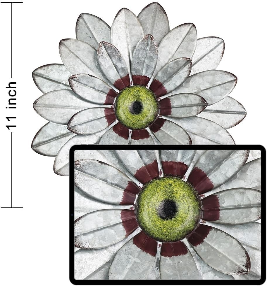 Metal Wall Decor Flower Art 11" Rustic Boho Bedroom Patio