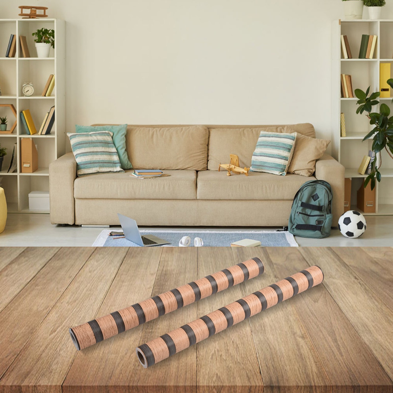 Easy Application 3D Faux Wooden Slat Wall Sticker for Contemporary Homes