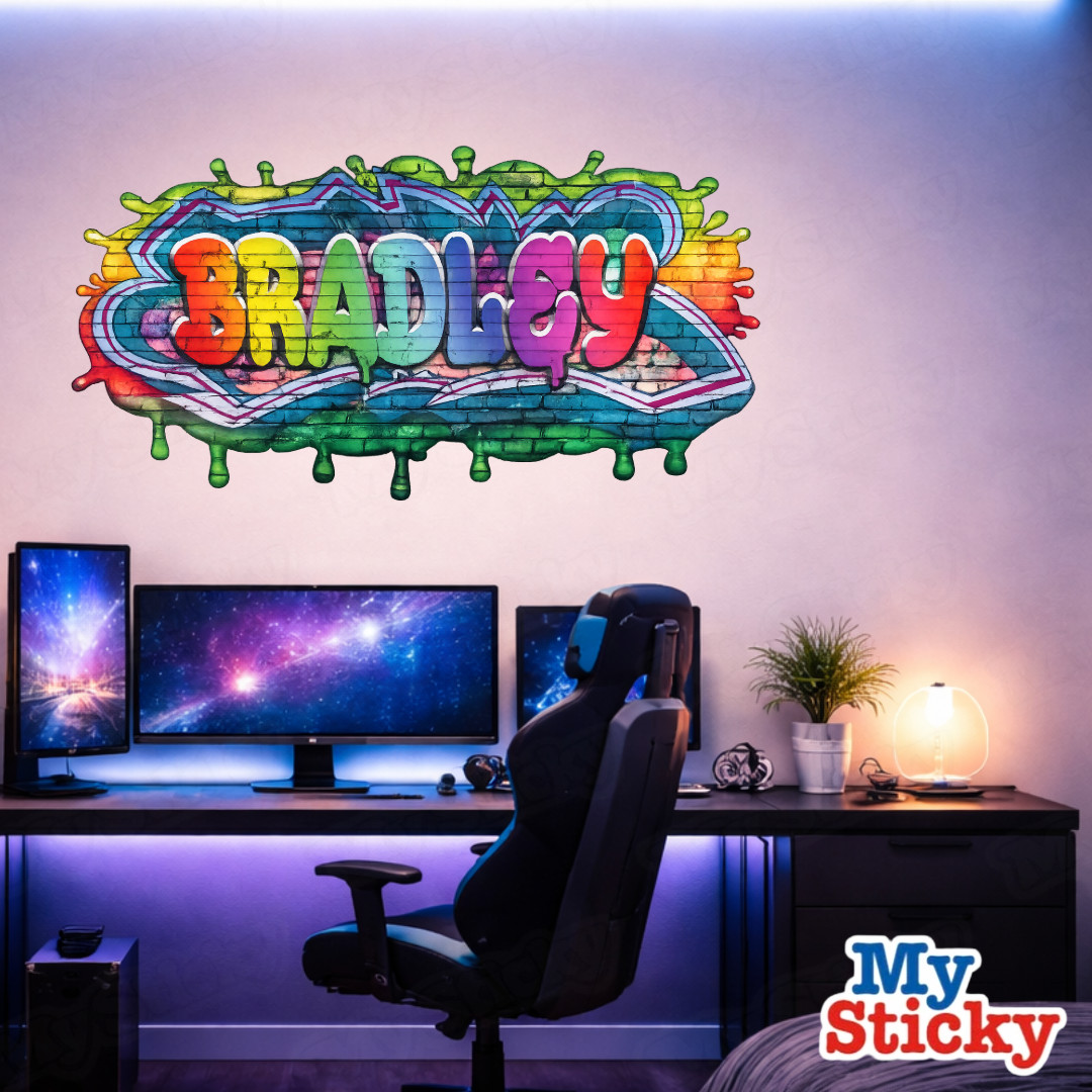 Rainbow Custom Name Drip Graffiti Wall Decor Vinyl Sticker Personalized Decal