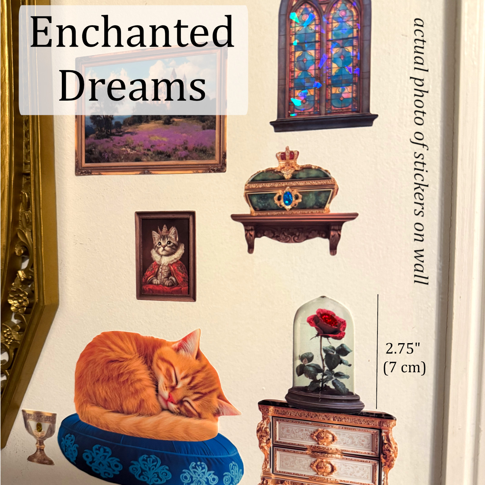 Fantasy Kitten Wall Decal Stickers, v4 Standard Set, EZ Peel & Restick, No-Rip