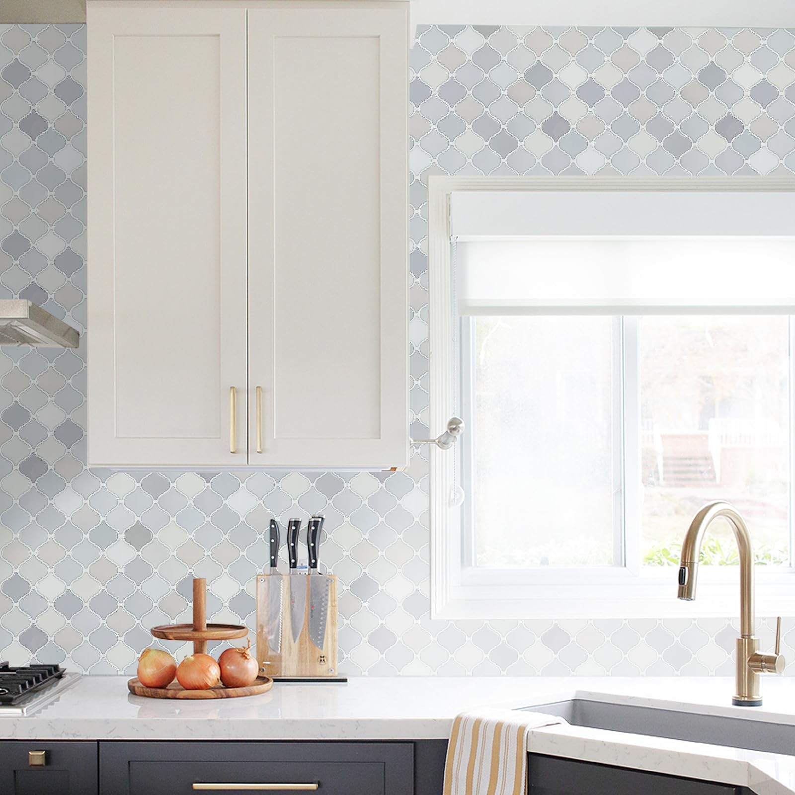 Azulejos Adhesivos Arabescos Gruesos Tonos Claros Para Pared De Lujo Pro