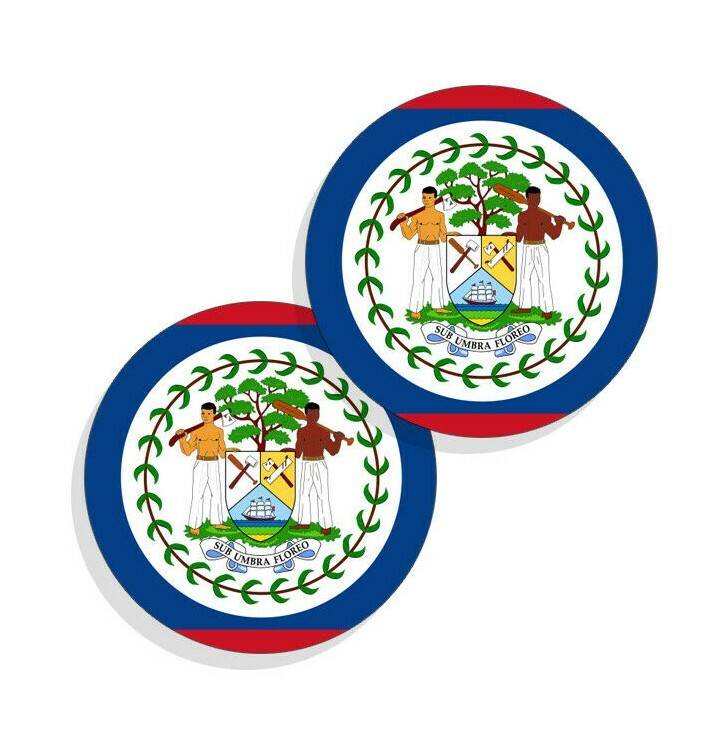 Belize Flag Stickers Flag Decals Vinyl Indoor Outdoor Stickers Round 4 pack