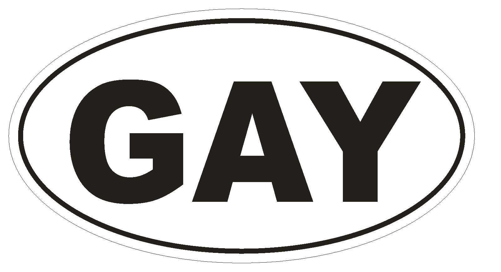 GAY Oval Bumper Sticker or Helmet Sticker D650 Euro Oval