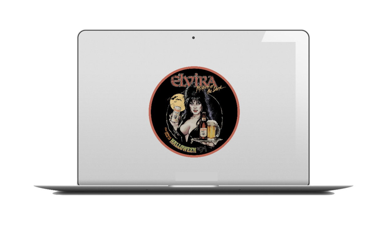 Halloween – Elvira Fright Light Beer – 4" Decal Car Cooler Laptop Decor Tumbler