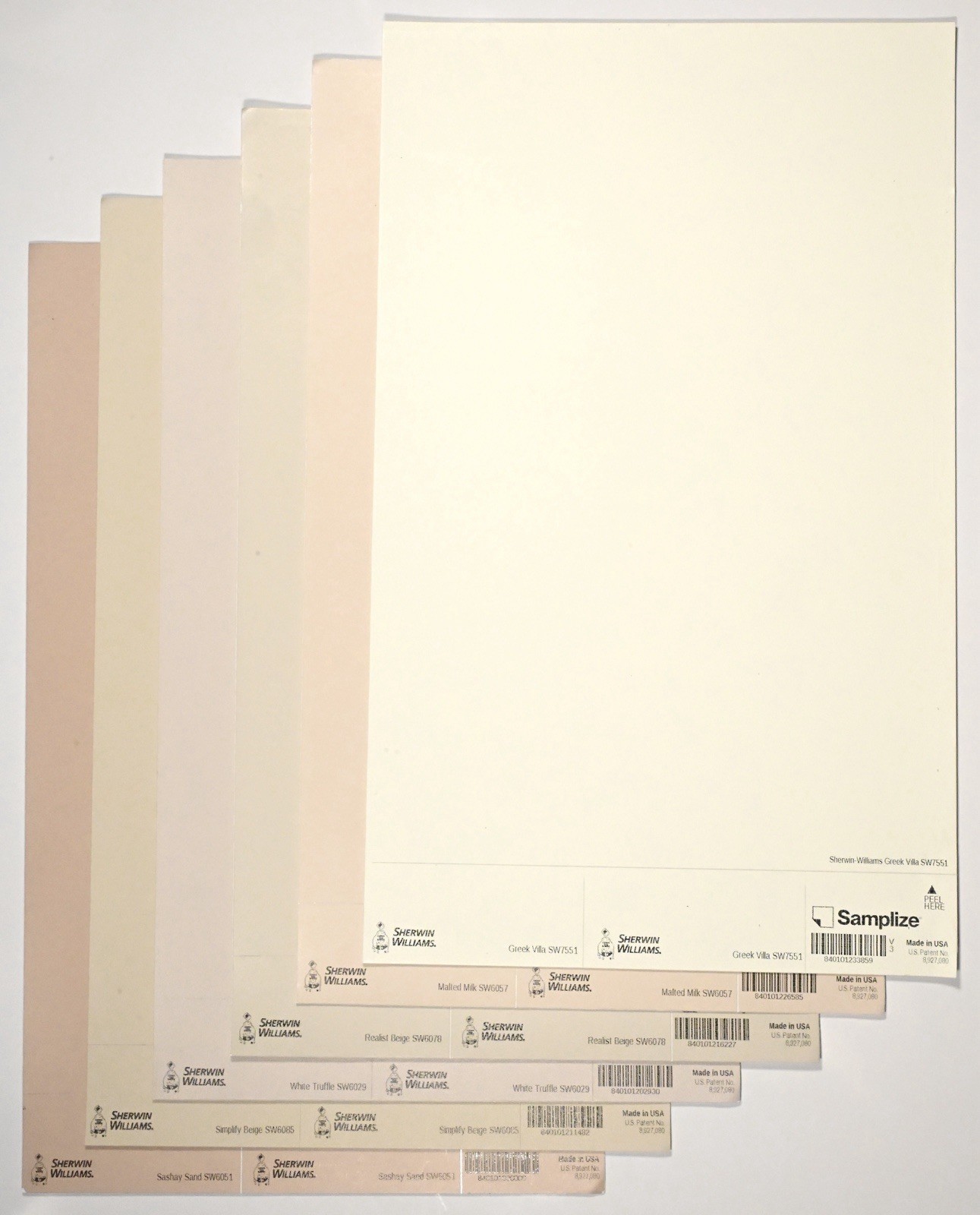 SAMPLIZE Peel & Stick Paint Samples Sherwin Williams neutral pink 6-pk reusable