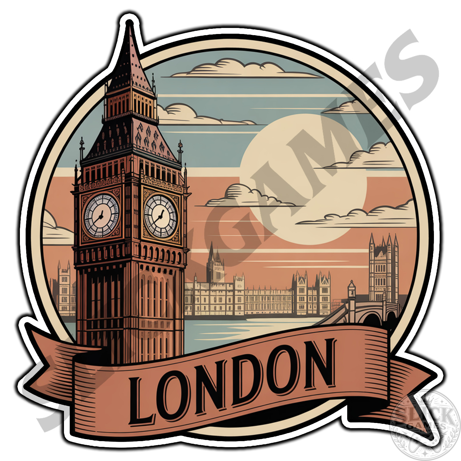 London Retro Travel Badge #1 Sticker Waterproof Vinyl Decal Die-Cut