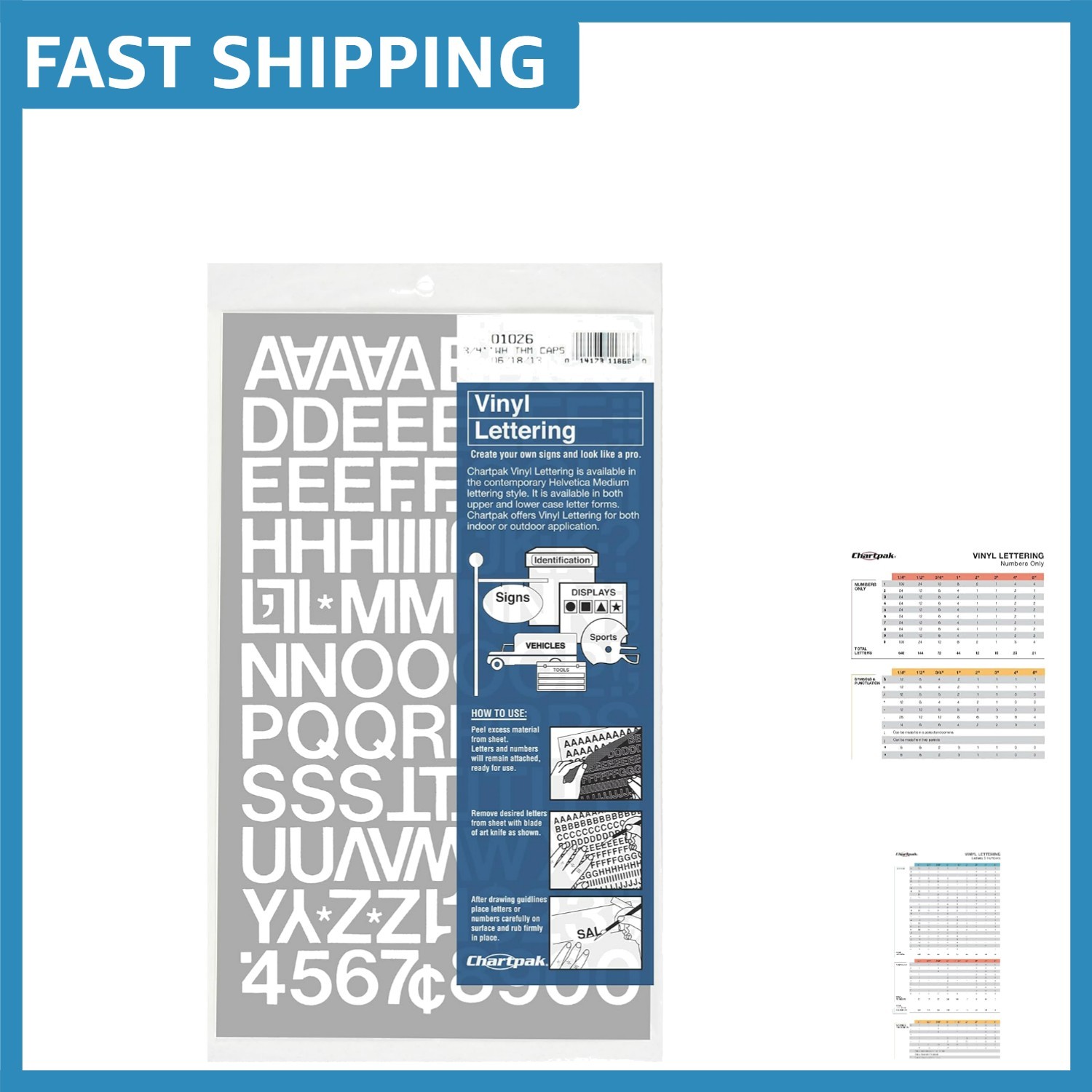 Versatile Self-Adhesive Vinyl Letters and Numbers – 3/4" High, White Pack