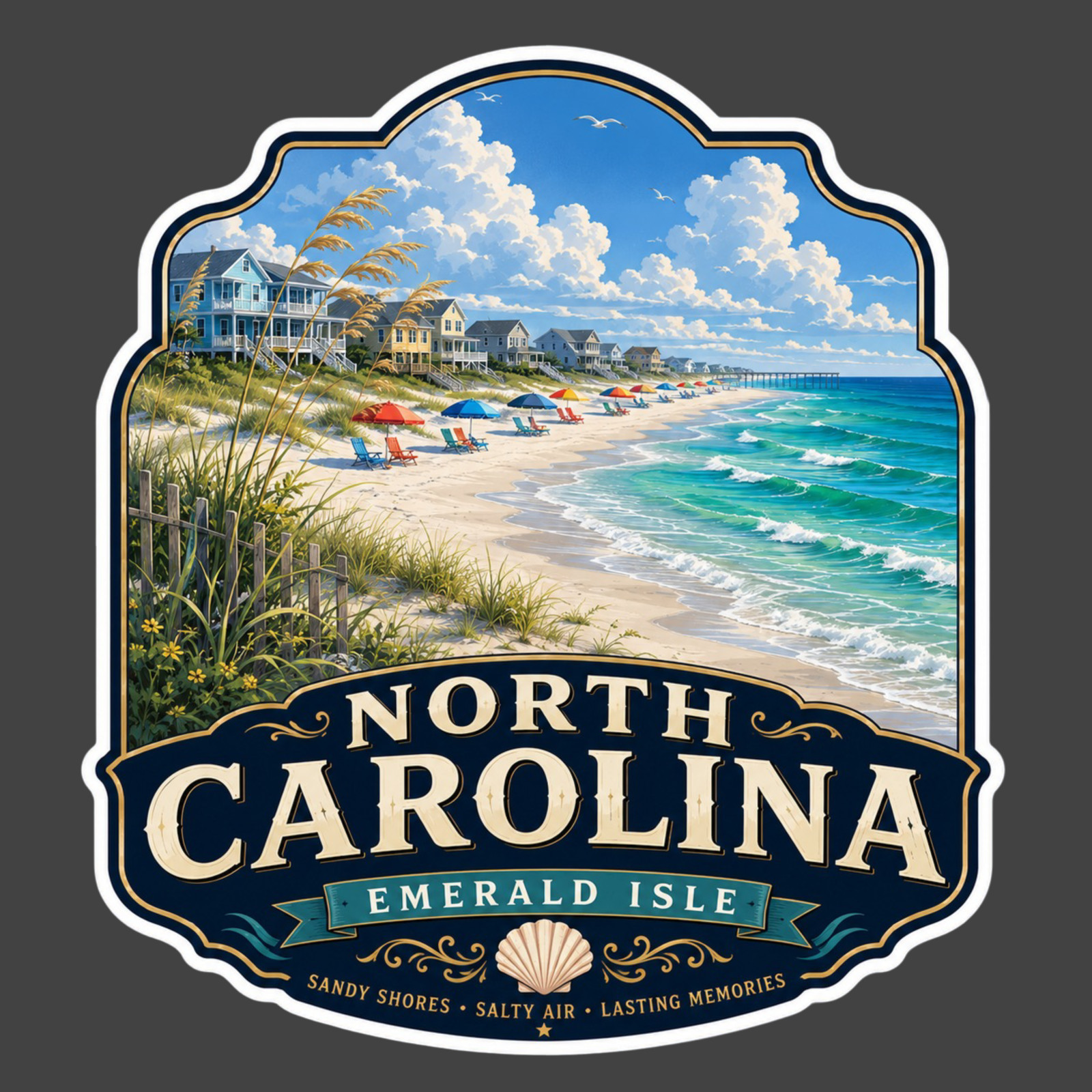 North Carolina Emerald Isle Sticker Vinyl Decal Beach Coastal Ocean Vacation