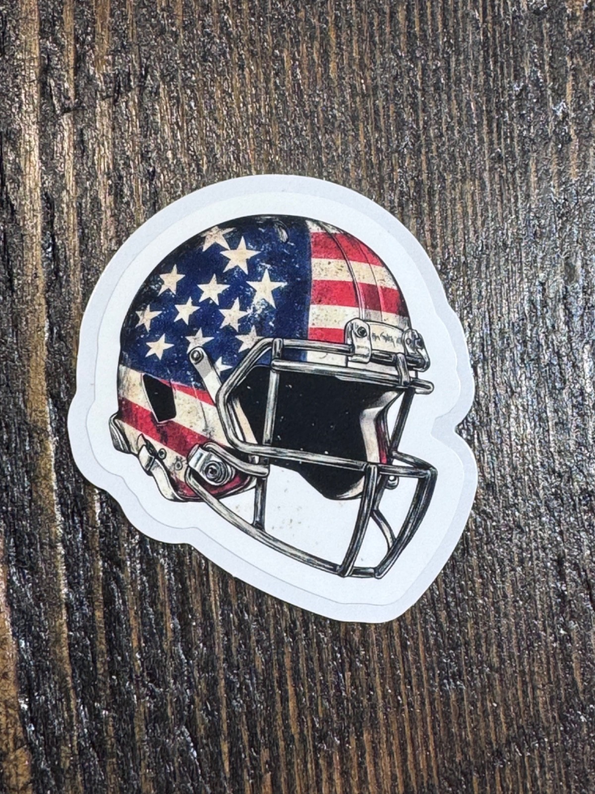 Patriotic sticker – Football Helmet – USA Flag – Decal 2”