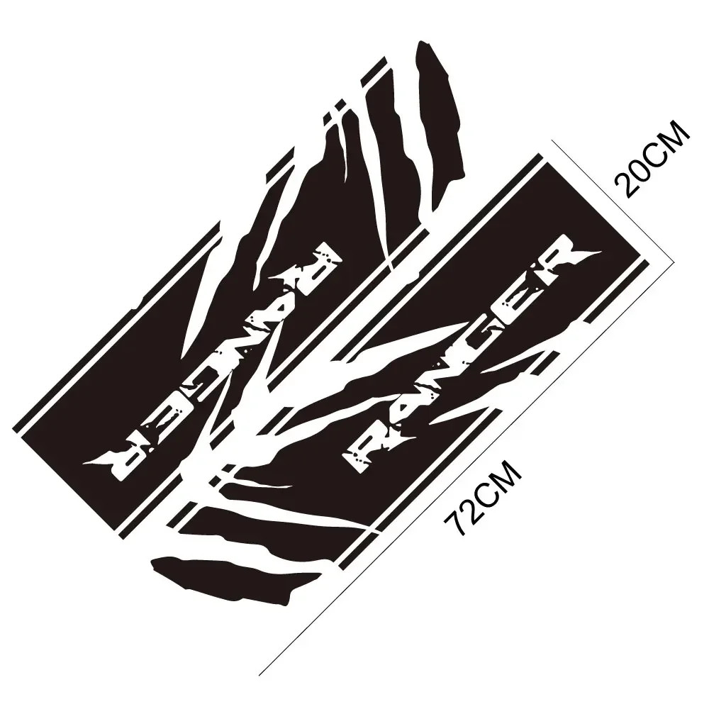 Aftermarket Rear Bed Side Stripe Decal for Ford Ranger Raptor | 2-Piece Vinyl Tr
