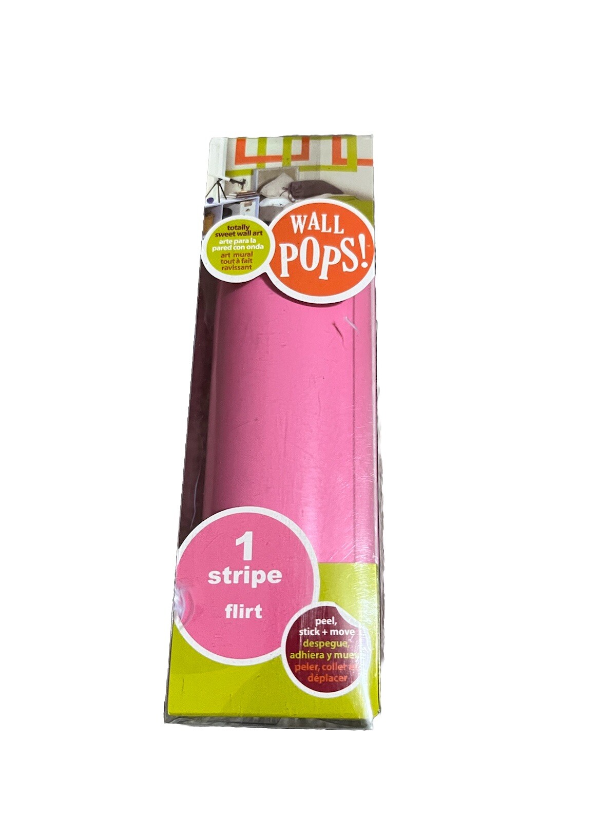 NEW Flirt Pink Wall Pops! Removeable Reusable Stripe 6.5” x 16’ Wall Art