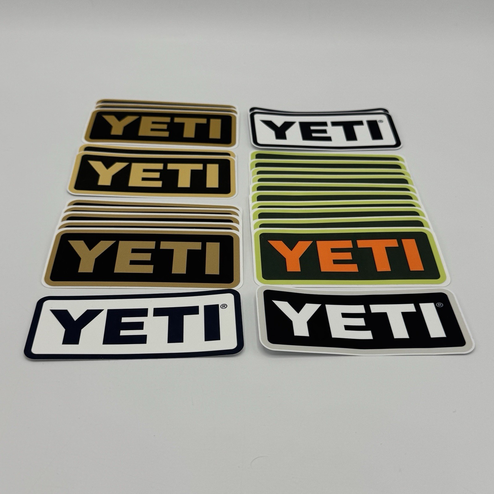 YETI Logo Stickers Decals Lot of 24 – Assorted Colors Tan Orange Black