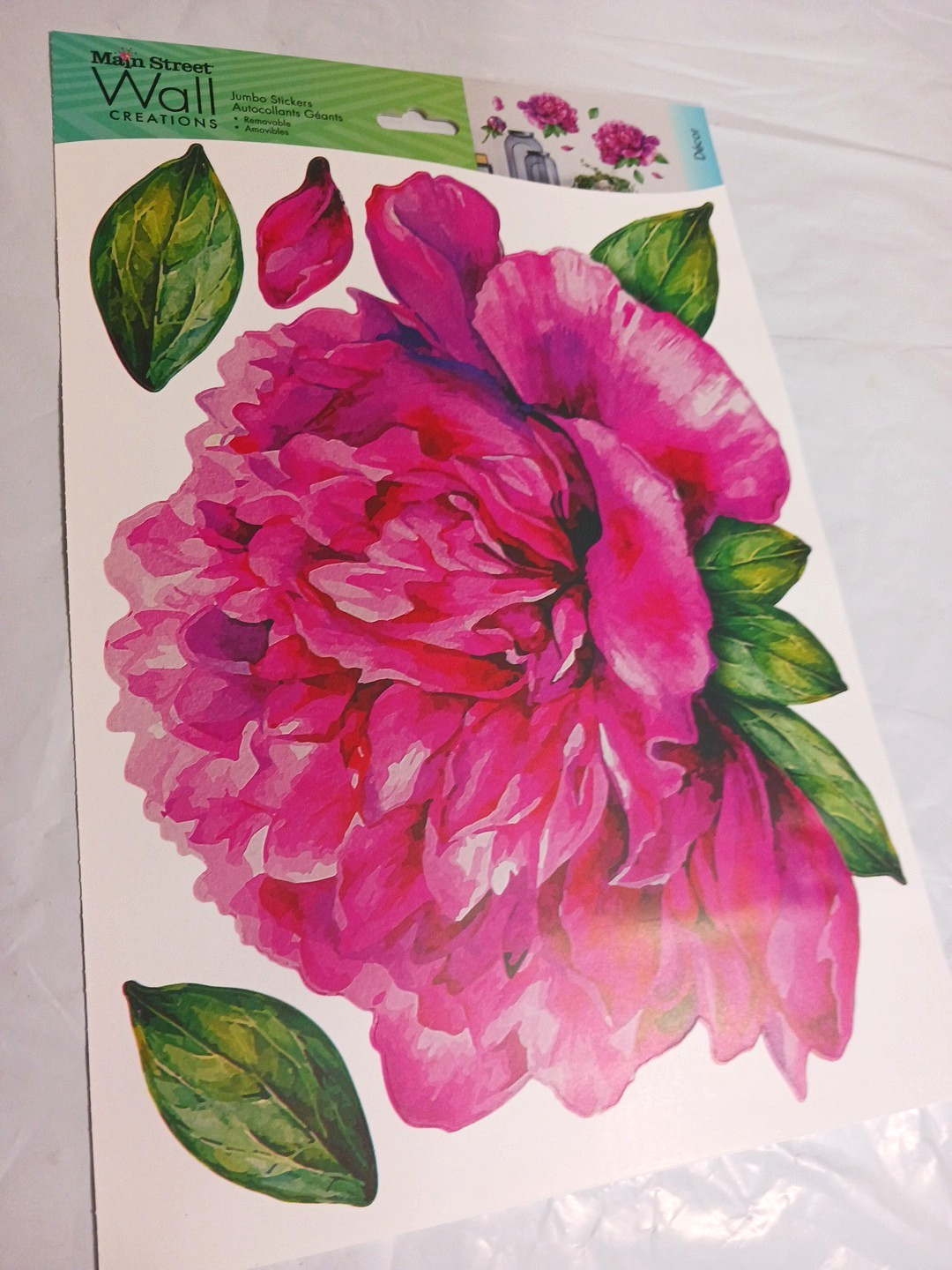 Wall Decals 10" Flowers. Rose + Pink. 3 sets. Peel and stick floral decorations