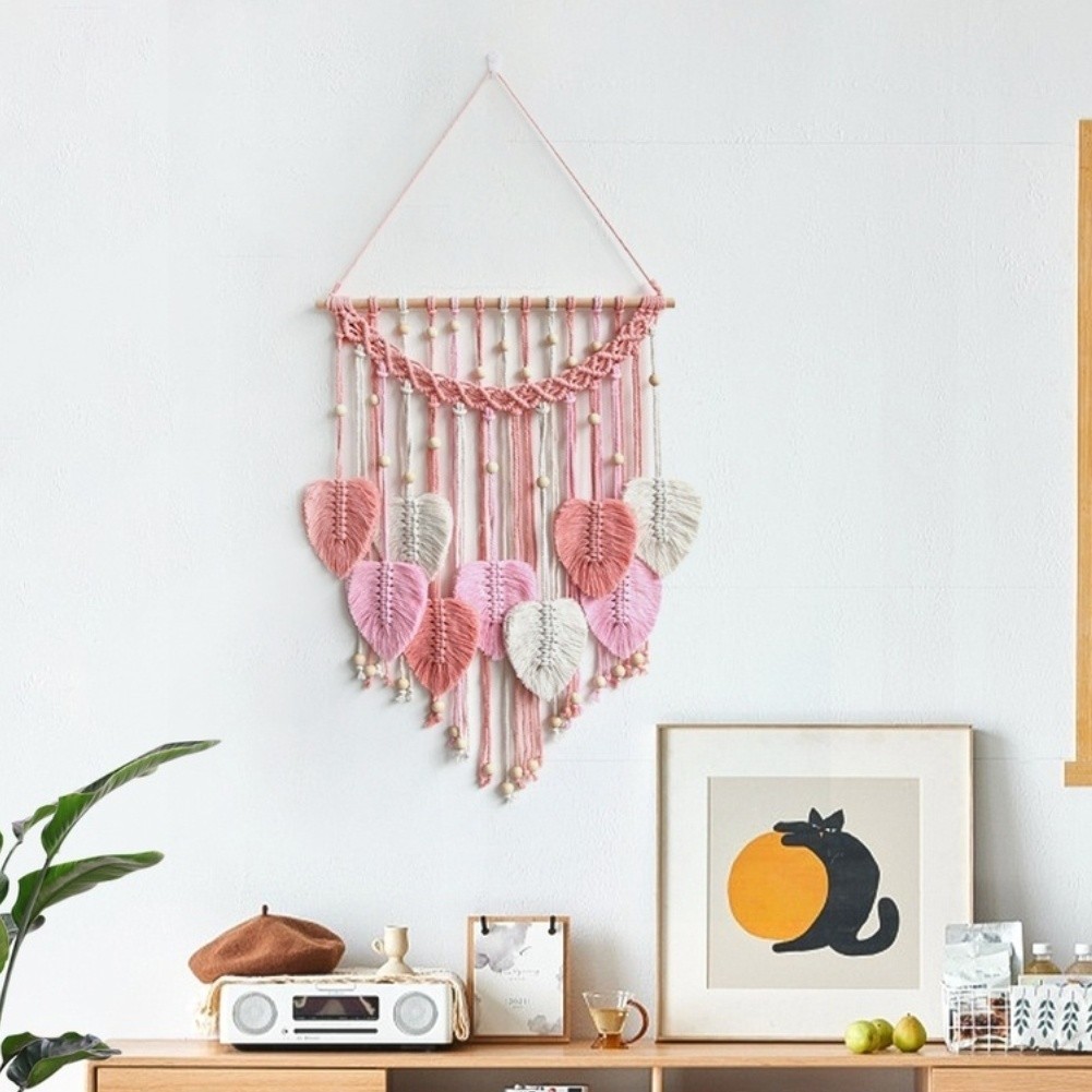 for Nordic Style Leaf Tapestry 50x70CM Hand Woven Cotton Wall Hanging Decor