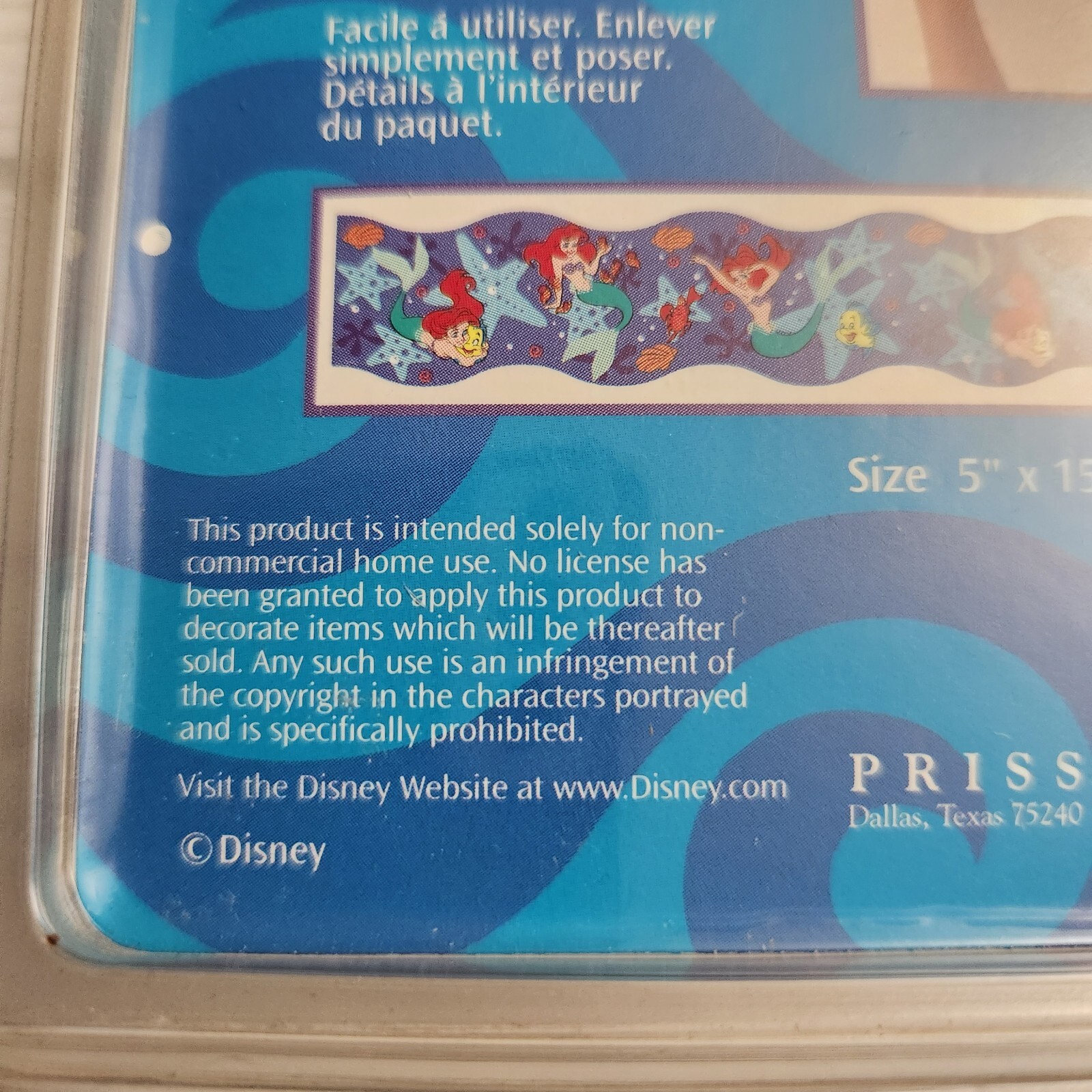 Disney The Little Mermaid 5 Yards Border Stick-Ups Priss Prints Removable
